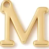 Breloque lettre M en laiton plaqué or 18 K