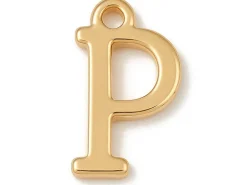 Breloque lettre P en laiton plaqué or 18 K
