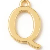 Breloque lettre Q en laiton plaqué or 18 K