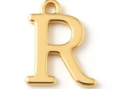 Breloque lettre R en laiton plaqué or 18 K