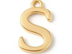 Breloque lettre S en laiton plaqué or 18 K