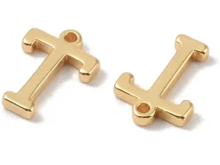 Breloque lettre T en laiton plaqué or 18 K