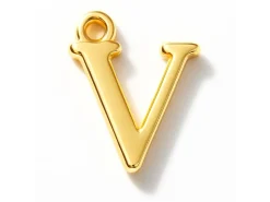 Breloque lettre V en laiton plaqué or 18 K