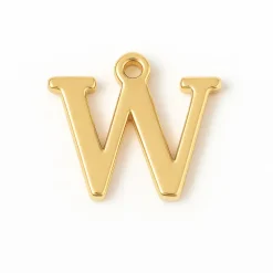 Breloque lettre W en laiton plaqué or 18 K