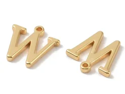 Breloque lettre W en laiton plaqué or 18 K