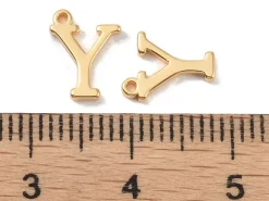 Breloque lettre Y en laiton plaqué or 18 K