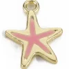 Breloque émaillée - fine étoile de mer - Rose pâle