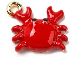Breloque émaillée crabe rouge et doré