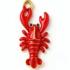Breloque émaillée homard rouge et doré