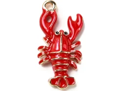 Breloque émaillée homard rouge et doré