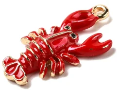 Breloque émaillée homard rouge et doré
