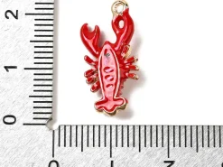 Breloque émaillée homard rouge et doré