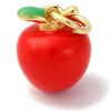 Breloque mini pomme rouge - laiton doré à l’or fin