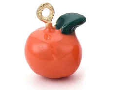 Breloque orange émaillée - doré