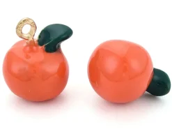 Breloque orange émaillée - doré