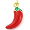 Breloque piment émaillé en laiton plaqué or 18 K