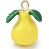 Breloque poire jaune émaillée - doré