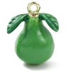 Breloque poire verte émaillée - doré