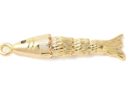 Breloque poisson orné de zircon en laiton doré à l’or fin