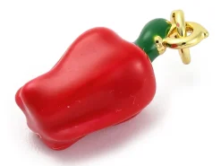 Breloque poivron émaillé en laiton doré à l’or fin (vert, rouge ou jaune aléatoire)