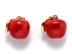 Breloque pomme émaillée en laiton doré à l’or fin