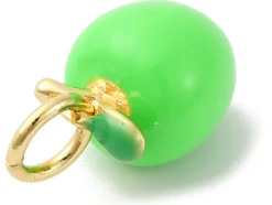 Breloque pomme verte émaillée - laiton doré à l’or fin