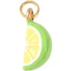 Breloque quartier de citron vert émaillée - acier inoxydable 304 doré