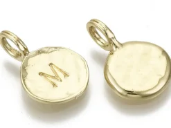 Breloque ronde dorée à l'or fin 18K – M