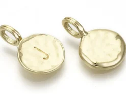 Breloque ronde dorée à l'or fin 18K – J