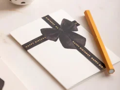 Carte d'anniversaire aquarelle & dorure - Happy Birthday Black Bow - ATWS