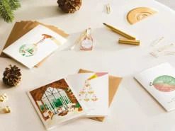 Carte de voeux aquarelle & dorure - Flower champagne - ATWS
