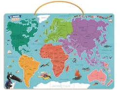 Carte du monde magnétique en puzzle - Je découvre le monde avec Loup