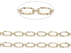 Chaine figaro texturée 6,2 x 3,3 mm - doré à l'or fin 18 K x 20 cm