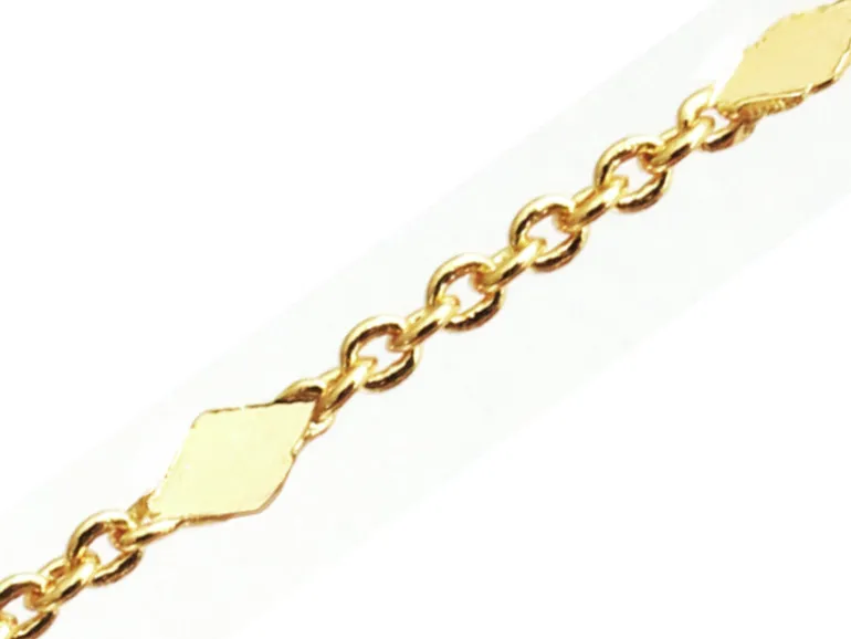 Chaine inclusion petits losanges - doré à l'or fin 18K x 20 cm