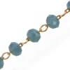 Chaine laiton avec perles en verre - bleu canard