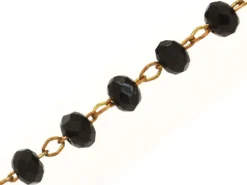 Chaine laiton avec perles en verre - noir
