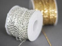 Chaine lien rectangle - laiton flashé argent 925 - qualité premium