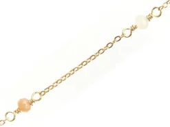 Chaine perlée - perles roses et blanches - doré à l'or fin 18K x 20 cm