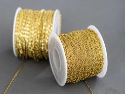 Chaine trombone 6 x 2 mm - laiton doré à l'or fin 18K - qualité premium