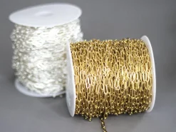 Chaine trombone 6,3 x 2,5 mm - laiton doré à l'or fin 18K - qualité premium