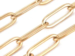 Chaine trombone dorée 12x4 mm - acier inoxydable 304 x 20 cm