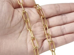 Chaine trombone dorée 17x7 mm - acier inoxydable 304 x 20 cm