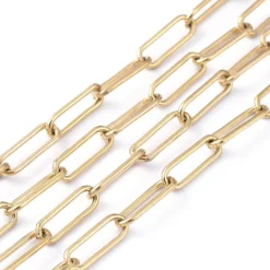 Chaine trombone dorée 10x3 mm - acier inoxydable 304 x 20 cm