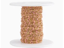 Chaîne forçat dorée avec points émaillés résine époxy rose x 20 cm
