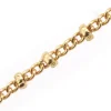 Chaîne gourmette alternée 3 perles - doré à l'or fin 24 K x 20 cm