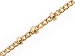 Chaîne gourmette alternée 3 perles - doré à l'or fin 24 K x 20 cm