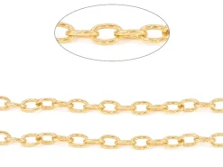 Chaîne maillons ovales effet torsadé 10 x 6,5 mm - doré à l'or fin 18 K x 20 cm