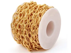 Chaîne maillons ovales effet torsadé 10 x 6,5 mm - doré à l'or fin 18 K x 20 cm