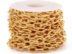 Chaîne maillons ovales effet torsadé 10 x 6,5 mm - doré à l'or fin 18 K x 20 cm
