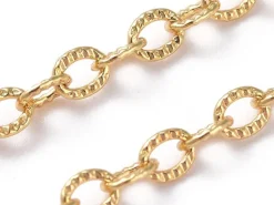 Chaîne ovale texturée 2,5 x 3,5 mm - doré à l'or fin 18 K x 20 cm